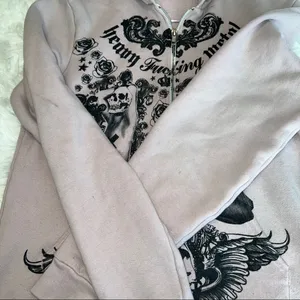 Unique print Heavy F*cking Metal zip up Hoodie size medium HAS FLAWS thumbnail 5