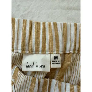 Land 'n Sea Womens Sz M Pull On Pants Linen Blend Elastic Waist Gold Stripe NEW thumbnail 5