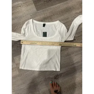 Wild Fable Women Large Trendy Square Neck White Long Sleeve Pointelle Shirt New thumbnail 7