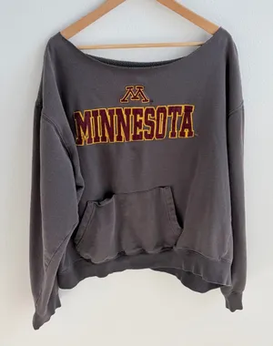 Minnesota university gray off-the-shoulder sweatshirt thumbnail 1