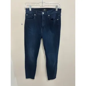 7 For All Mankind Womens High Rise Skinny Jeans Dark Indigo‎ Blue Size 28 thumbnail 7
