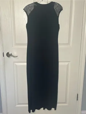 Cache Black Lace Shoulder Maxi Dress Sz 4 thumbnail 8