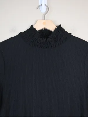 Zara Women's M Black Short Sleeve Ruffle Hem A-Line Dress thumbnail 4