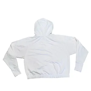 Athleta Quarter Zip Hoodie Womens Large White Good Ribbed Trim Relaxed Pullover thumbnail 6