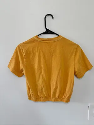 Wilfred Piaf Mustard Yellow Cotton Jersey Crew Neck Cropped T-Shirt- Size XS thumbnail 2