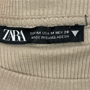 Zara Beige Crew Neck Long Sleeve Stretch Ribbed Knit Fitted Bodysuit Top Size M thumbnail 5