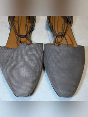 Giorgio Armani Gray Suede T-Strap Pointed-Toe Flats Size-37/US-7 Made In Italy thumbnail 8