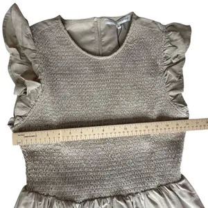 NWT English Factory Smocked Ruffle Sleeve Dress Sz M‎ Beige Fit & Flare Neutral thumbnail 9