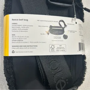 Lole Black Fleece Belt Bag 7.5” X 5.25” Crossbody, Fanny Pack, Zipper thumbnail 4
