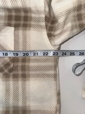 Maurices Wilder Fleece Shacket White & Cream Plaid Oversized thumbnail 10