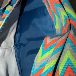 KAVU Rope Bag Neon Chevron Zigzag Canvas Sling Crossbody Backpack Grey Blue thumbnail 10