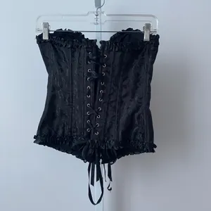 Jacquard Moody Witchy MobWife Renaissance Goth Corset Top M Black thumbnail 5