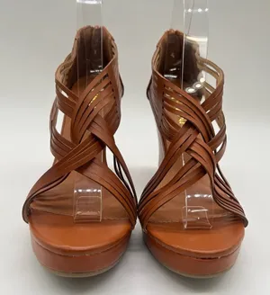 Diviana Sandal Womens 8.5 Brown Kealie Criss Cross‎ Cut Out Platform Wedges NEW thumbnail 1