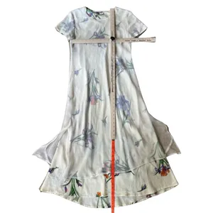 Vintage Ivory Iris Chiffon Sheer Overlay High-Low Floral Midi Dress Size 14 Mica thumbnail 4