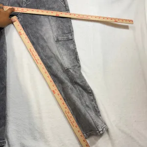 Vervet Blue 30 Gray Stonewash Denim Jean Tapered Front Seam Utility Straight Leg thumbnail 8