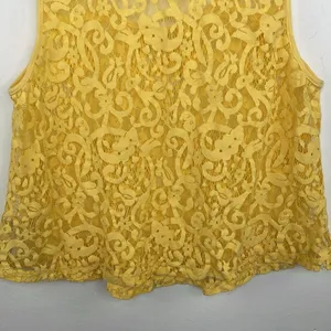 Forever 21 Y2K Lace Crop Yellow Top Floral design Medium thumbnail 7