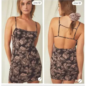 Free People‎ Bring It Back Printed Cut-Out Bodycon Dress Mauve Pink Size XS thumbnail 2