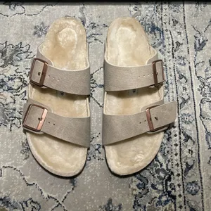 Birkenstock Arizona Shearling Desert Dust Gray Taupe Sandals thumbnail 7