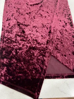 Crushed Velvet Spaghetti-Strap Midi Dress in Burgundy thumbnail 3