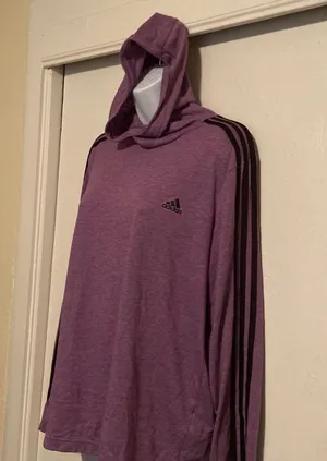 Adidas Purple Climalite Hooded Long Sleeve Shirt thumbnail 2