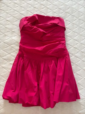 Hello Molly Looking Luxe Strapless Pleated Flared Mini Dress Pink Size Large 8 thumbnail 7