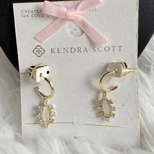 Kendra Scott - Emma Crystal Framed Huggie Earrings - White/Gold thumbnail 1