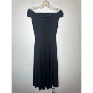 Brand New OGL Women's Size Small Black Cold Shoulder Midi Dress thumbnail 2