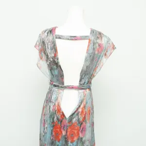 Eliza J Metallic Floral Drape Shoulder Gown thumbnail 7