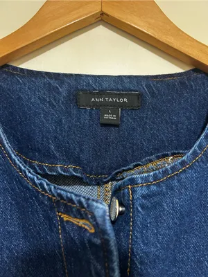 Ann Taylor Long Crew Neck Refined Denim Blue Vest Size Large thumbnail 3