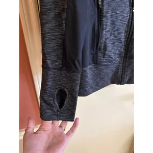 Ideology Womens Gray & Black Zip-Up Jacket M Polyester/Spandex Activewear With T thumbnail 3