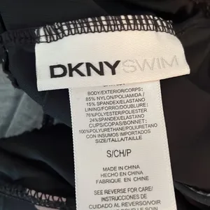 DKNY Swim Bathing Suit Top only Black with Gray Polka dots Loose Fit Small thumbnail 10
