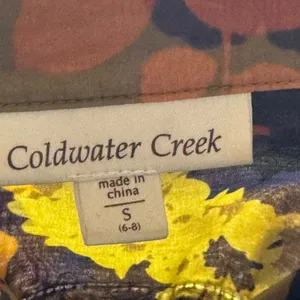 Coldwater Creek Cotton Silk 3/4 Sleeve Tunic Blouse Top Floral Green Brown Small thumbnail 6