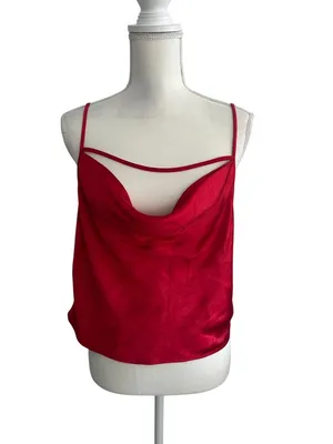 LOVERS AND FRIENDS Red Draped Tank Top Blouse Size Medium thumbnail 6
