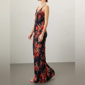 Reformation Parma Maxi Dress in Black with Roses thumbnail 2