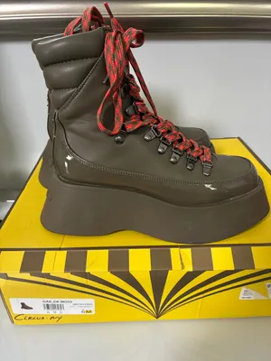 Circus by Sam Edelman Dark Moss Platform Hiker Boots with Red Accent Laces thumbnail 1