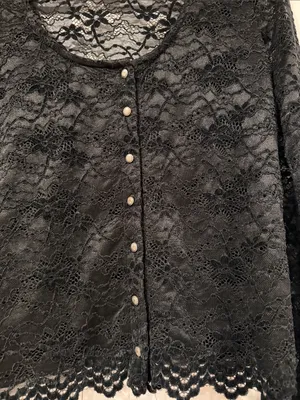 Idyllwind Russello Lace Long Bell Sleeve Top Black Lace Button-Front Shirt large thumbnail 2