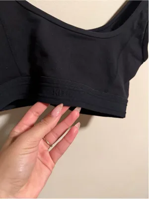 KITH Laila Double Scoop Black Sport Lounge Bra Logo Tape- Size Medium thumbnail 6