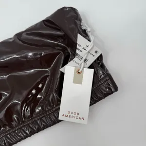 Good American Bikini Top Size Medium Faux Patent Leather Bandeau NWT Swim Brown thumbnail 5