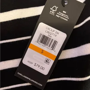 Karl Lagerfeld Black and White Striped Muscle Tee thumbnail 6