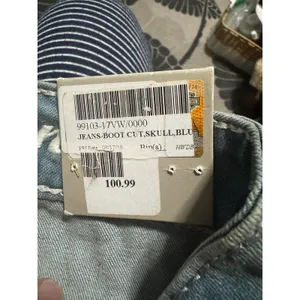 Harley-Davidson NWT Curvy Boot Cut Jeans Skull Embellished, Light Wash (Size: 0) thumbnail 8
