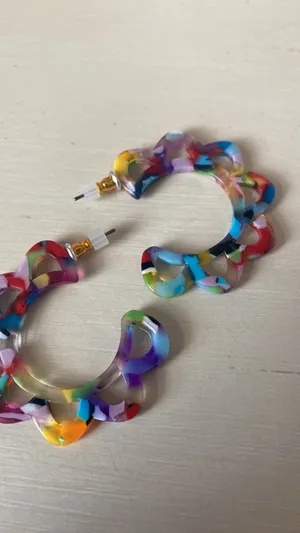 NWOT Altar d’state resin multicolor flower hoop earrings thumbnail 3
