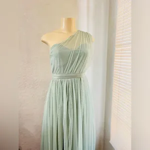 Anaya with love One-Shoulder Maxi dress Tulle Gown in Sage Green Size 4 EUC thumbnail 14