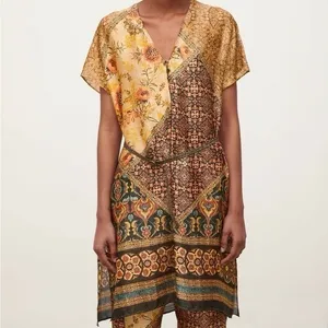 ZARA Women's Designer Bohemian Hippie Tunic Paisley Kaftan Belt thumbnail 9