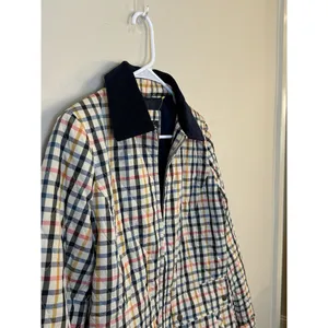 Talbots Quilted Blue‎ Pink Yellow Plaid Check Jacket Coat Zip Size XS Preppy thumbnail 4