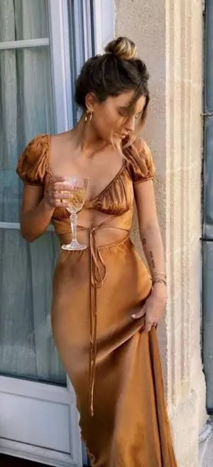 vrg grl verge girl au revoir bias cut tie cutout maxi dress thumbnail 1