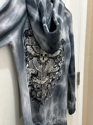 Crash & Burn Y2K graphic hoodie size XS tie dye goth grunge biker rocker thumbnail 10