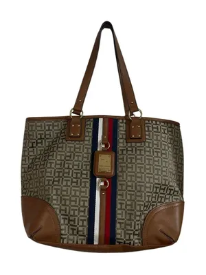 Tommy Hilfiger Monogram Jaden Tote Bag Canvas Faux Leather Classic thumbnail 1