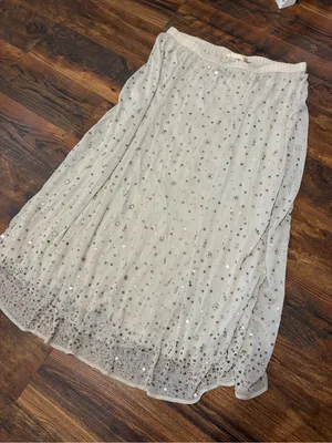 Soft Surroundings Cream Sequin Maxi Skirt XL thumbnail 1