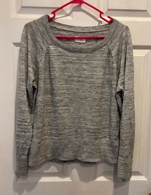 Lou & Grey Long Sleeve Marled Gray Knit Sweater Top‎ Women's Large Crew Neck thumbnail 1