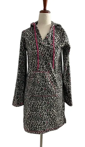Jennifer Moore Jenni Intimates Women’s Sleep Hoodie Dress Leopard Size XS #D1 thumbnail 1